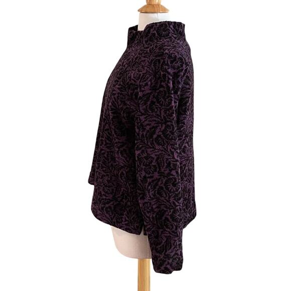 Coldwater Creek Purple Floral Chenille Mock Neck Sweater, Lounge, Cozy, Size L - Picture 3 of 12